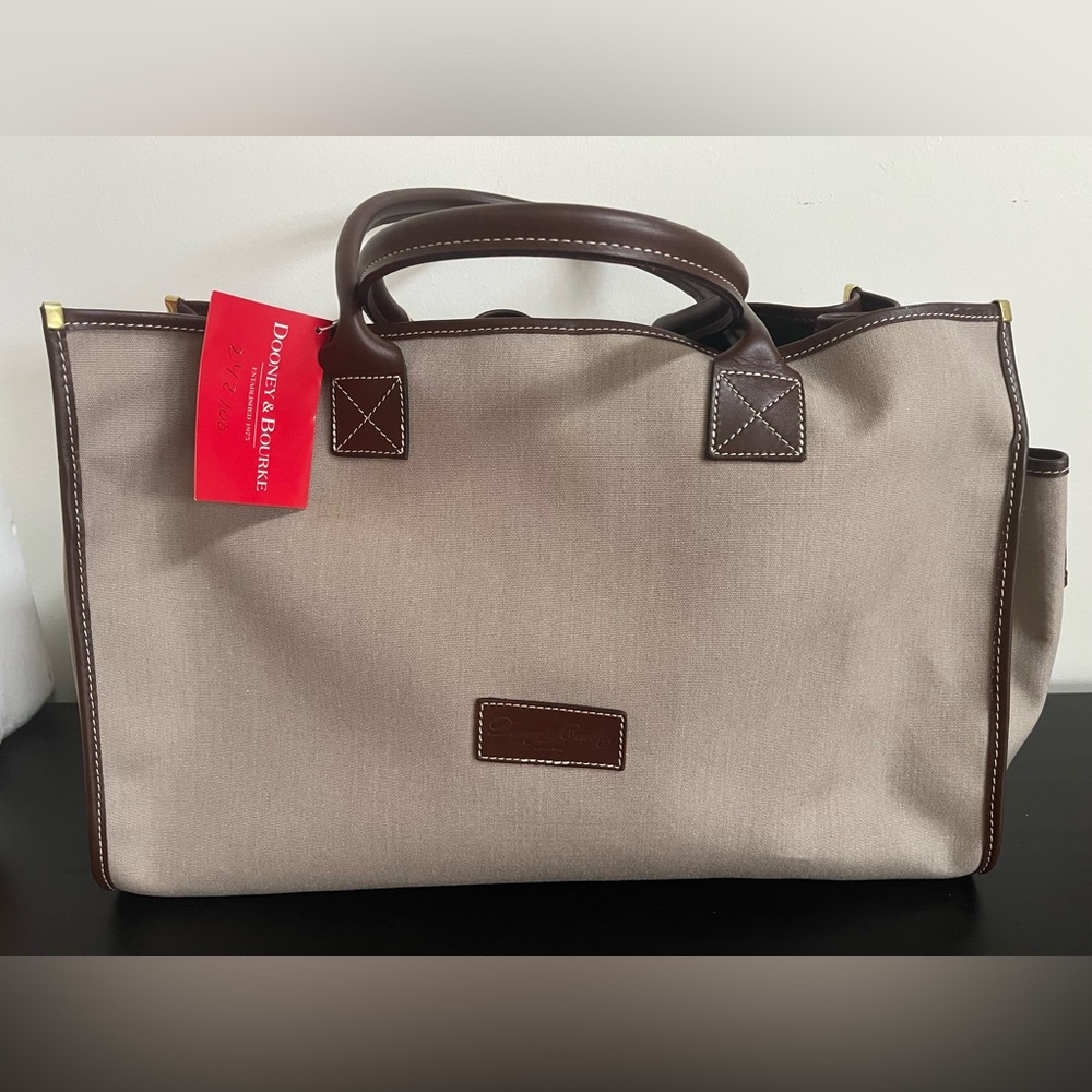 NEW!!! Dooney & Bourke tan Fabric with Brown Leather